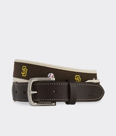Vineyard Vines San Diego Padres Canvas Club Belt (Brown) (Size: 40)