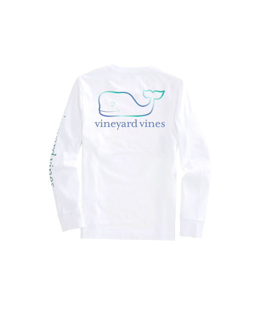 Girls' Three Tone Ombre Whale Long-Sleeve Pocket Tee