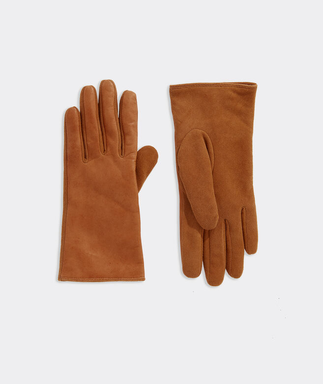 Cashmere-Lined Half Suede Leather Gloves