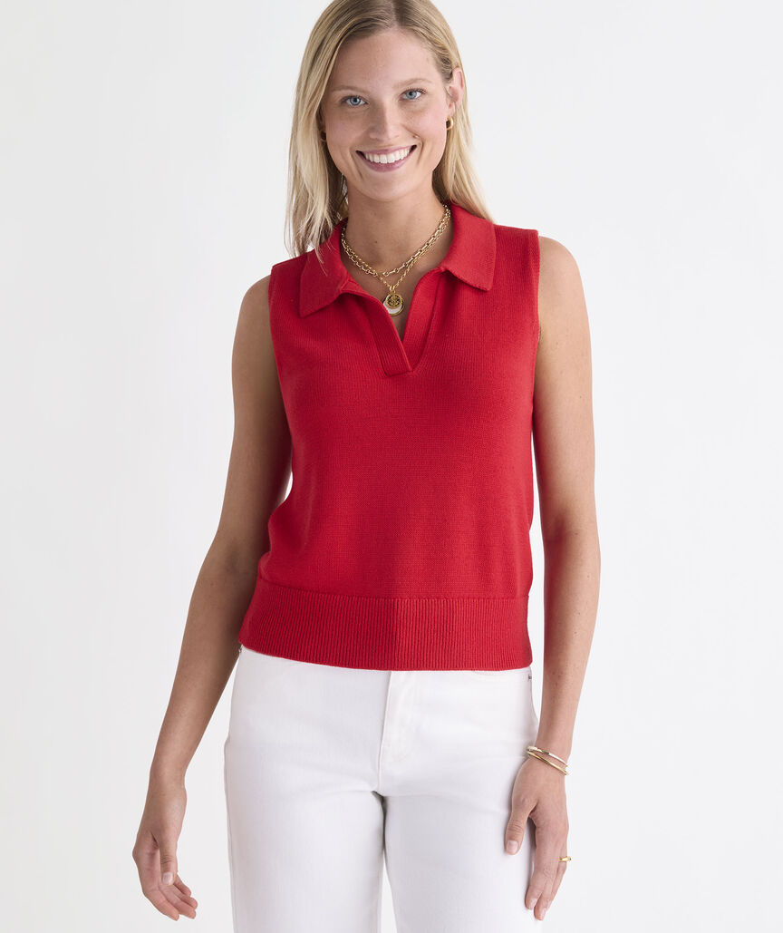 Katie Cotton Polo Sweater Tank