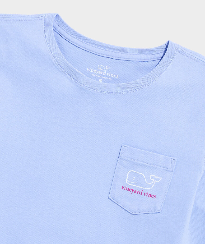 Girls' Two-Toned Vintage Whale Long-Sleeve Pocket Tee