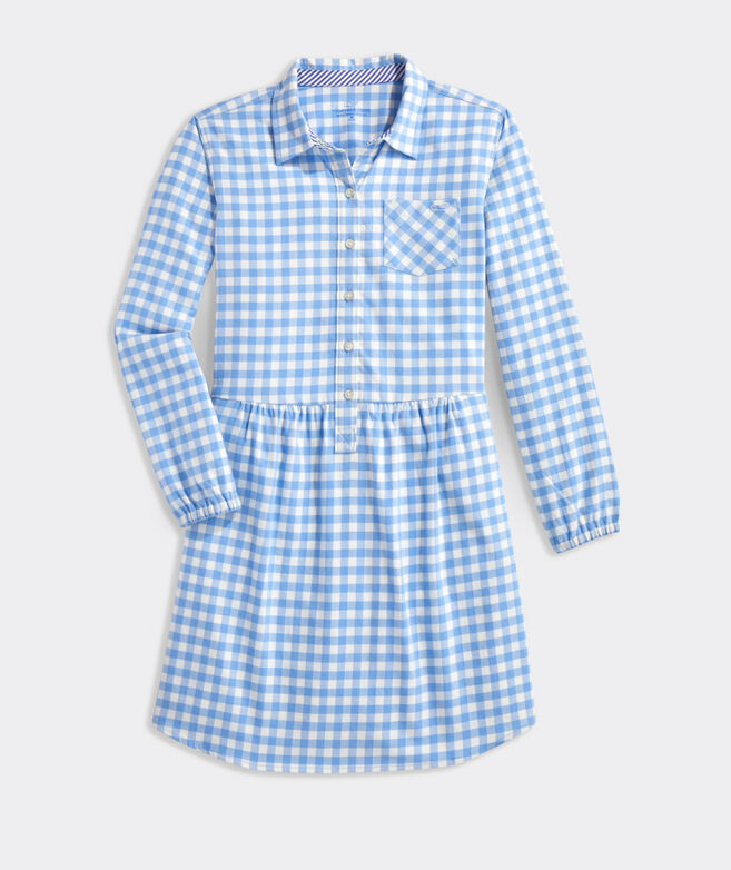 Girls' Gingham Flannel Shirt Dress