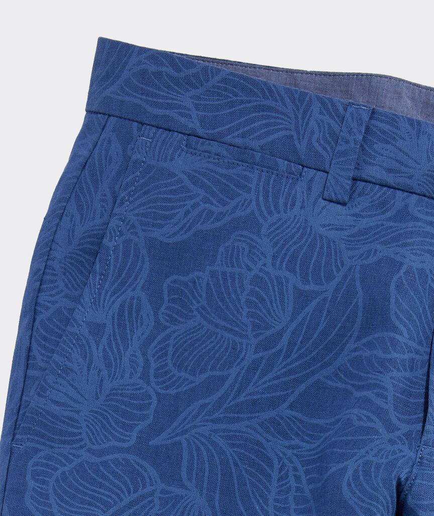 Kentucky Derby Floral Lines Linen Breaker Pants