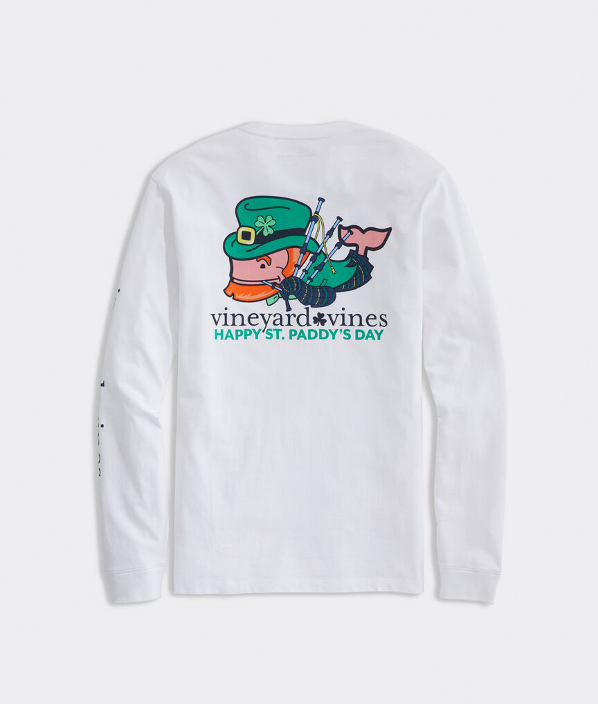 St. Paddy's Bagpiper Whale Long-Sleeve Pocket Tee