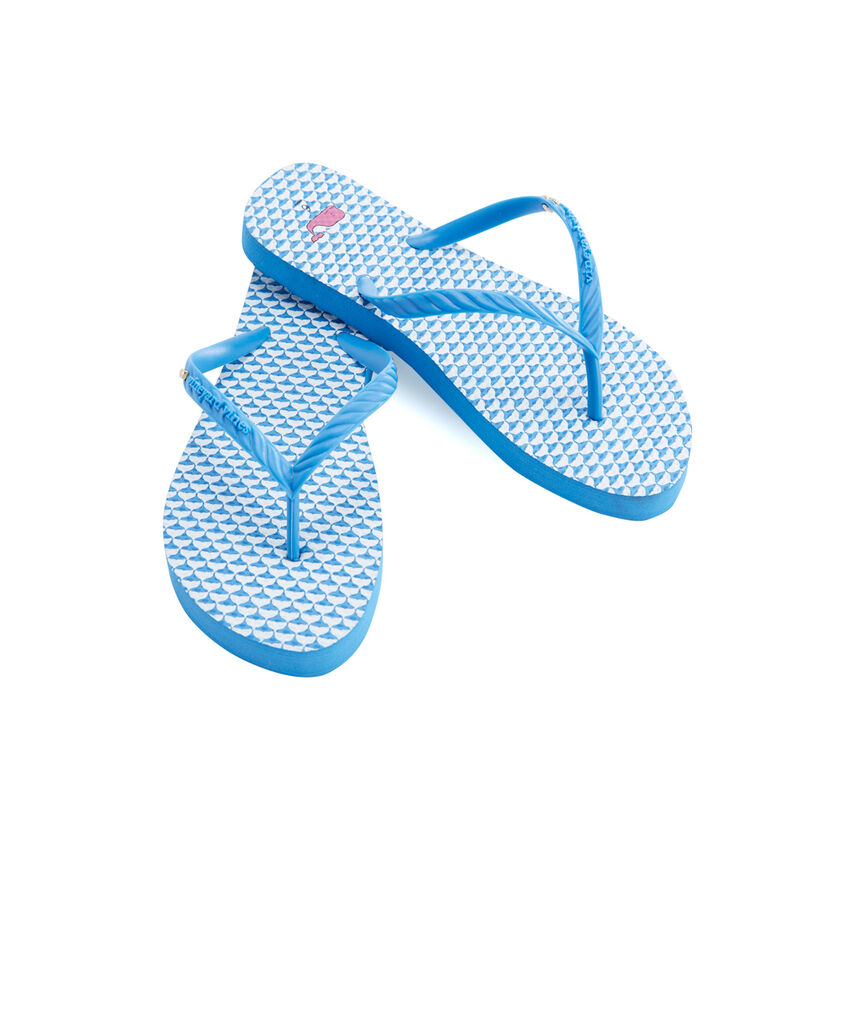 Printed Whale Tail Flip Flops