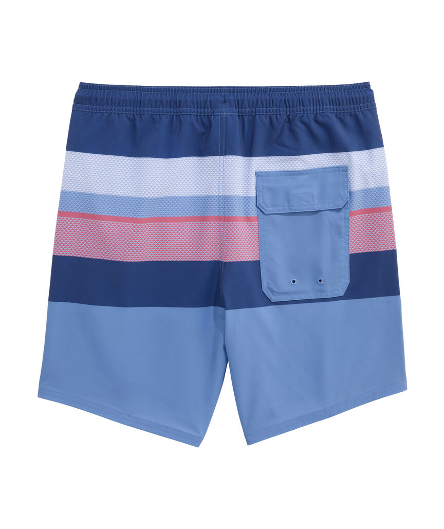 OUTLET 7 Inch Whale Tail Stripe Chappy Swim Trunks
