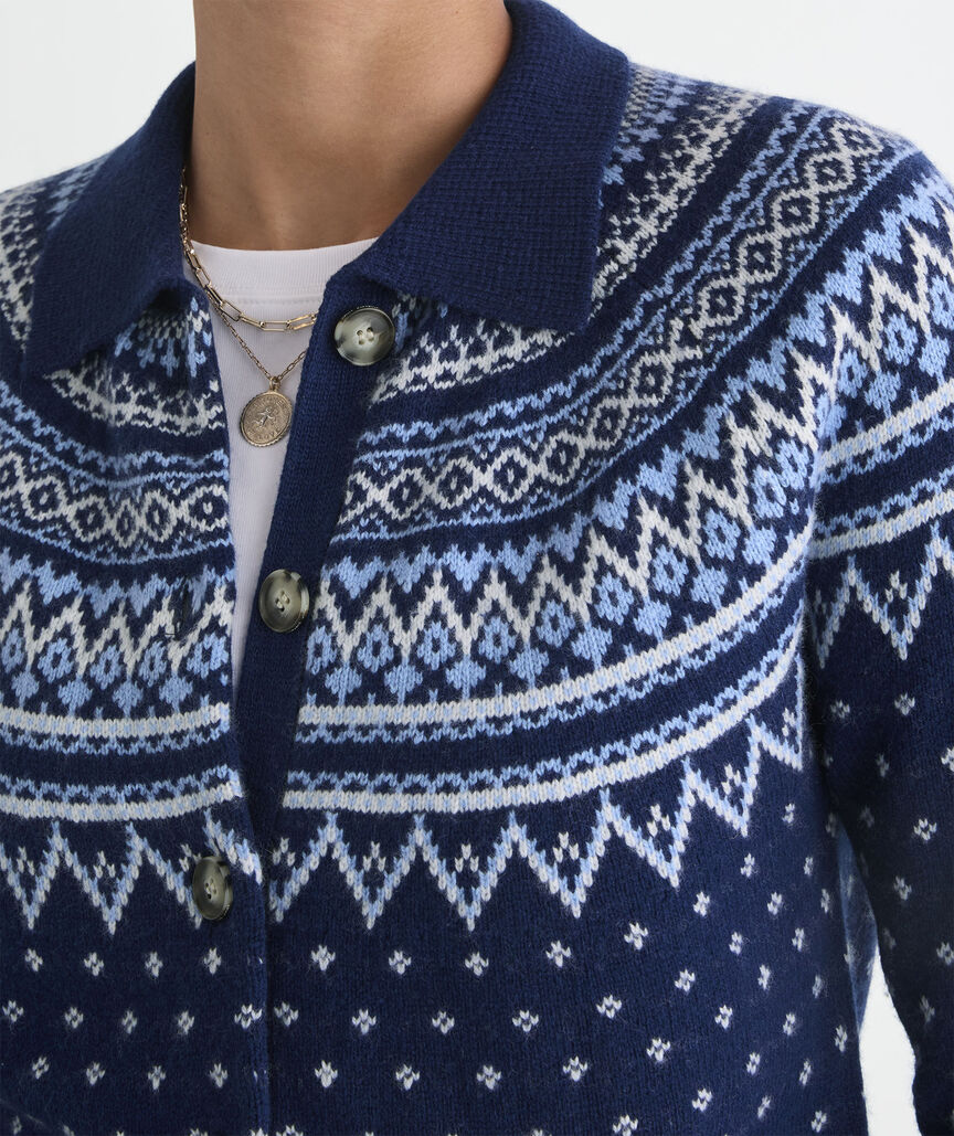 Fair Isle Polo Cardigan