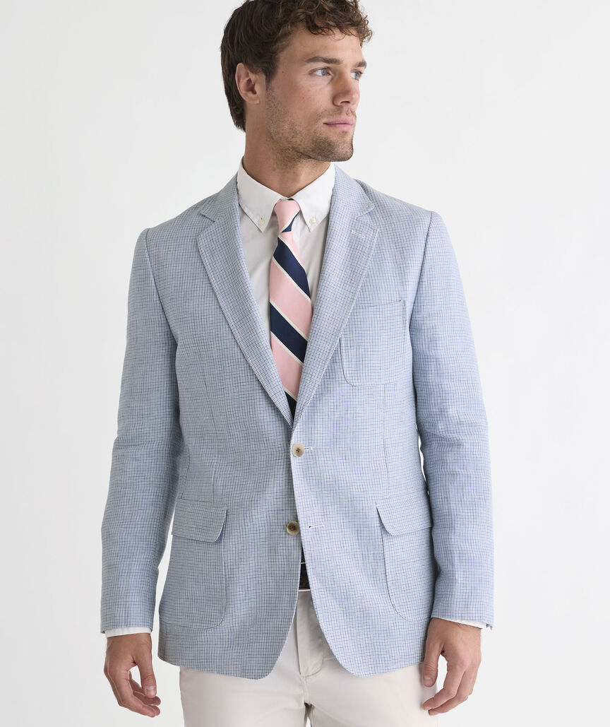 Blue Lagoon Tattersall Linen Vos Sport Coat