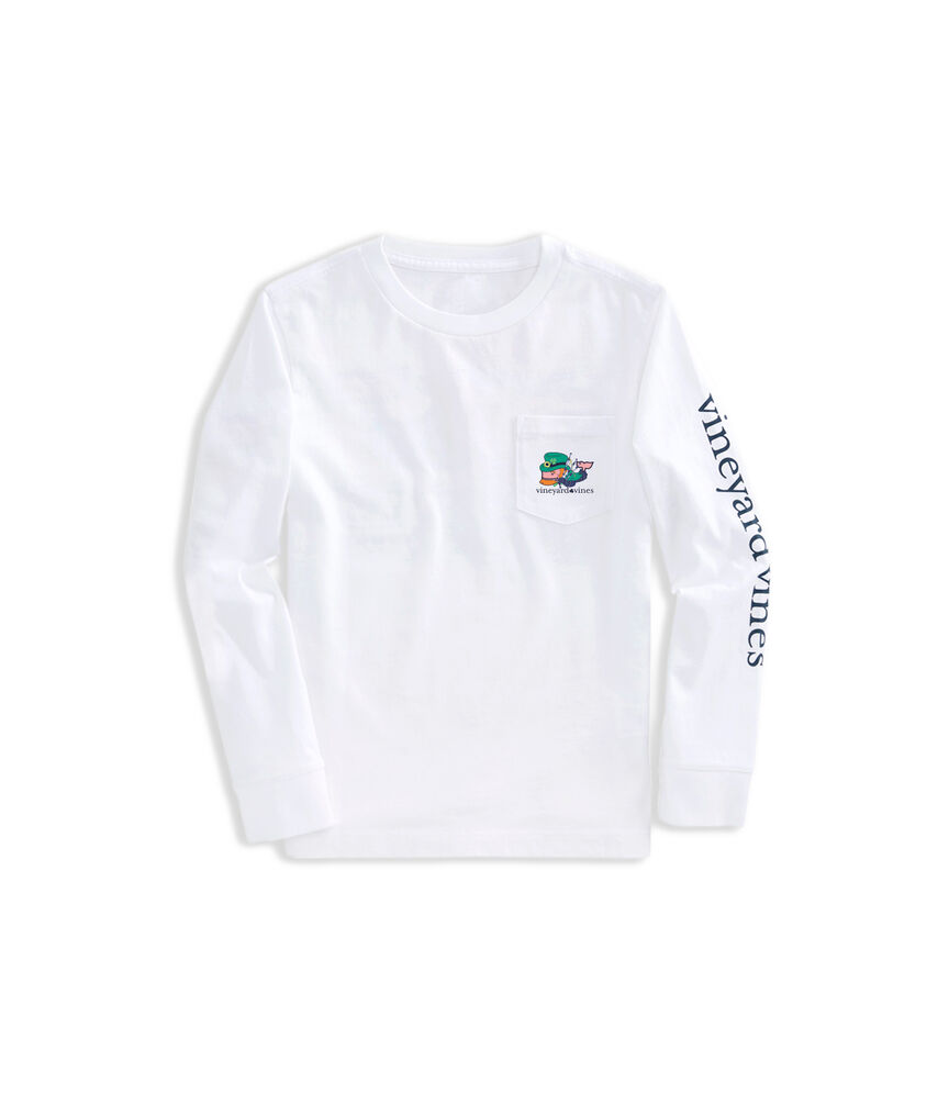 Boys' St. Paddy's Bagpiper Whale Long-Sleeve Pocket Tee