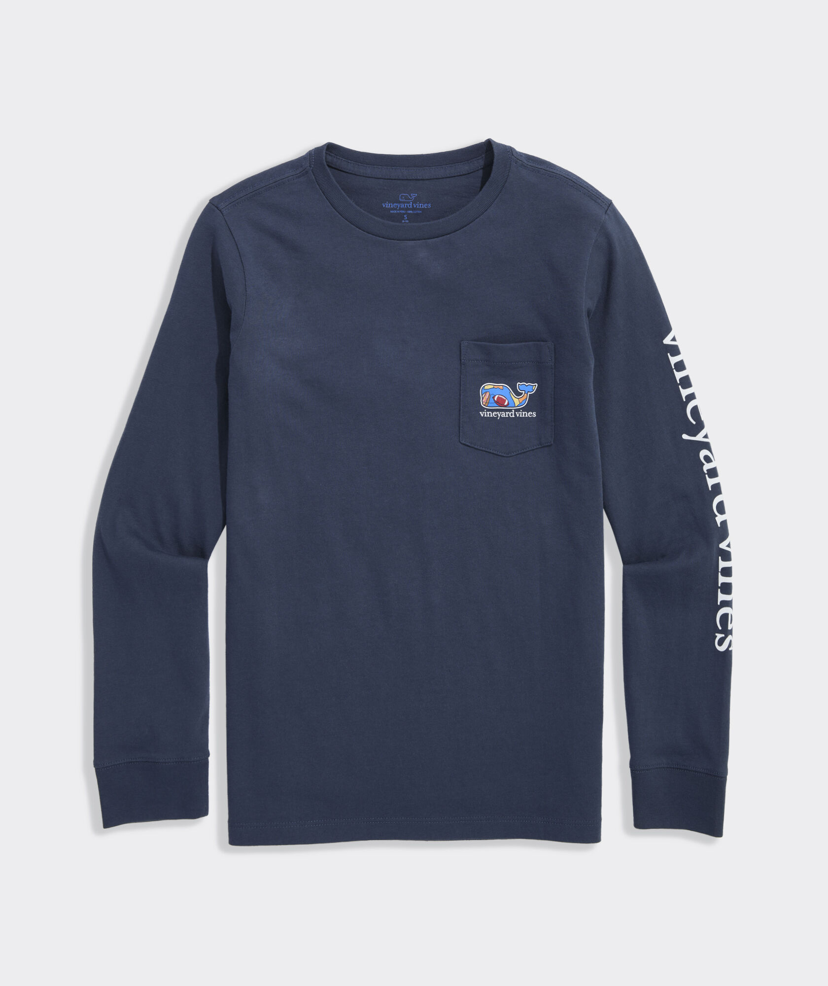Boys' Game Day Football Whale Long-Sleeve Pocket Tee