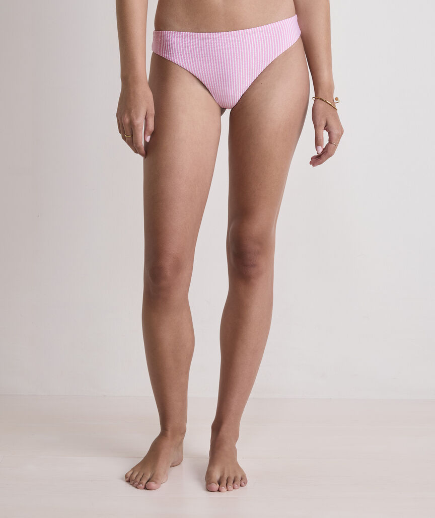 Seacrest Seersucker Low-Rise Bikini Bottom