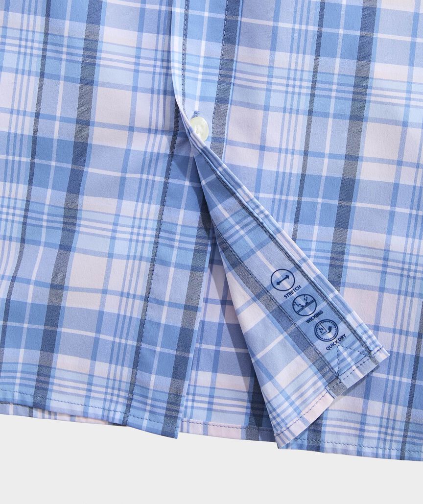 Performance Conch Shell Plaid Short-Sleeve Featherweight Shirt