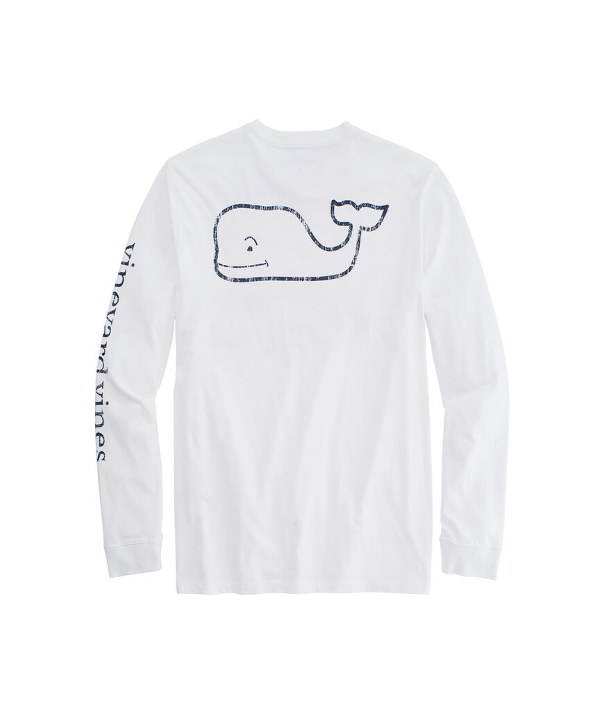 Outlet Long-Seeve Vintage Whale Graphic T-Shirt