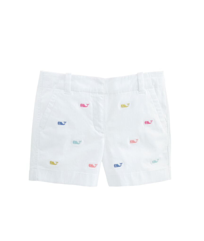 Girls Multi Whale Embroidered Every Day Shorts