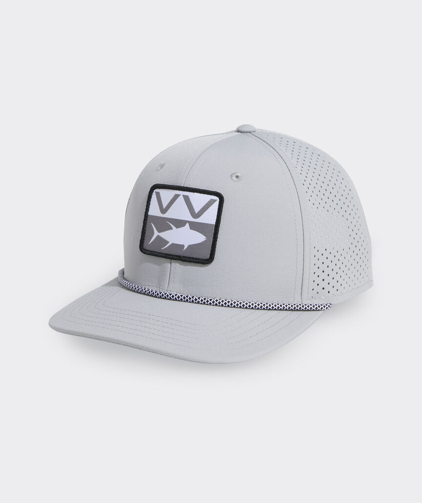 vv Fish Patch Perforated Flat Brim Trucker Hat