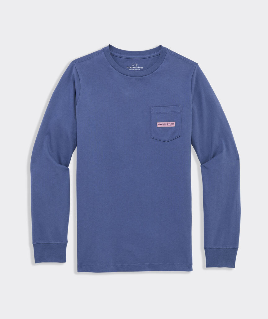 Boys' Classic Logo Box Long-Sleeve Pocket Tee