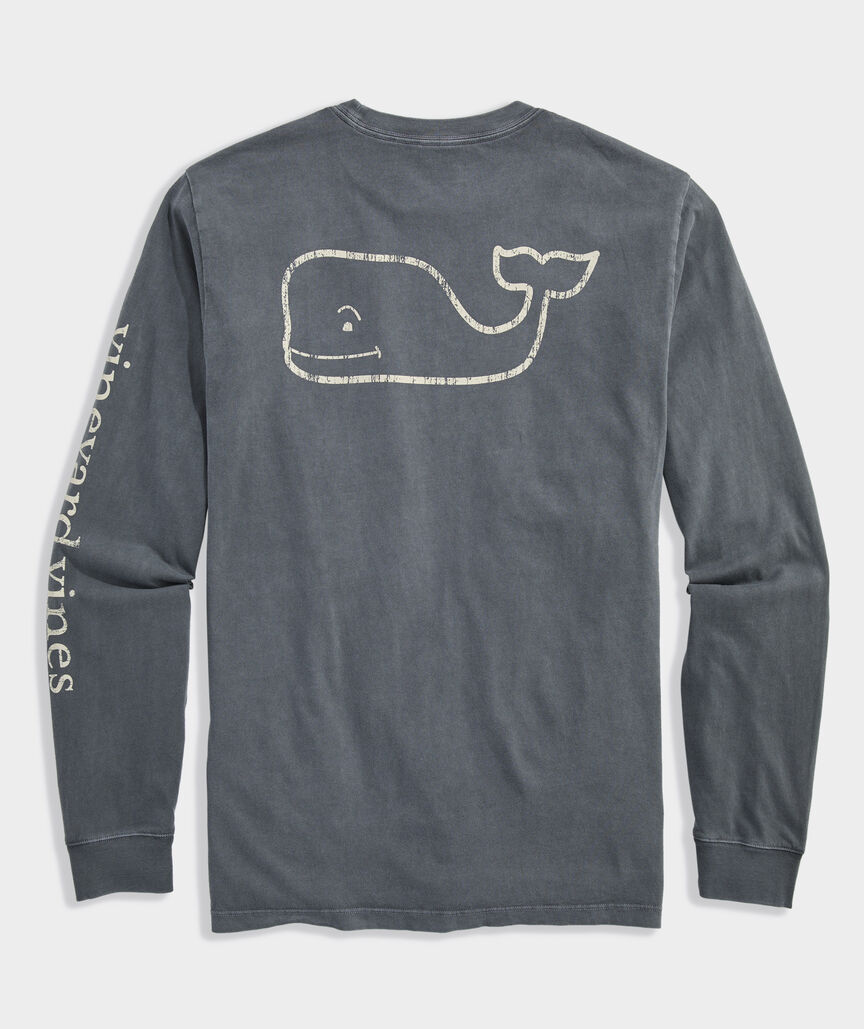 Garment-Dyed Vintage Whale Long-Sleeve Pocket Tee