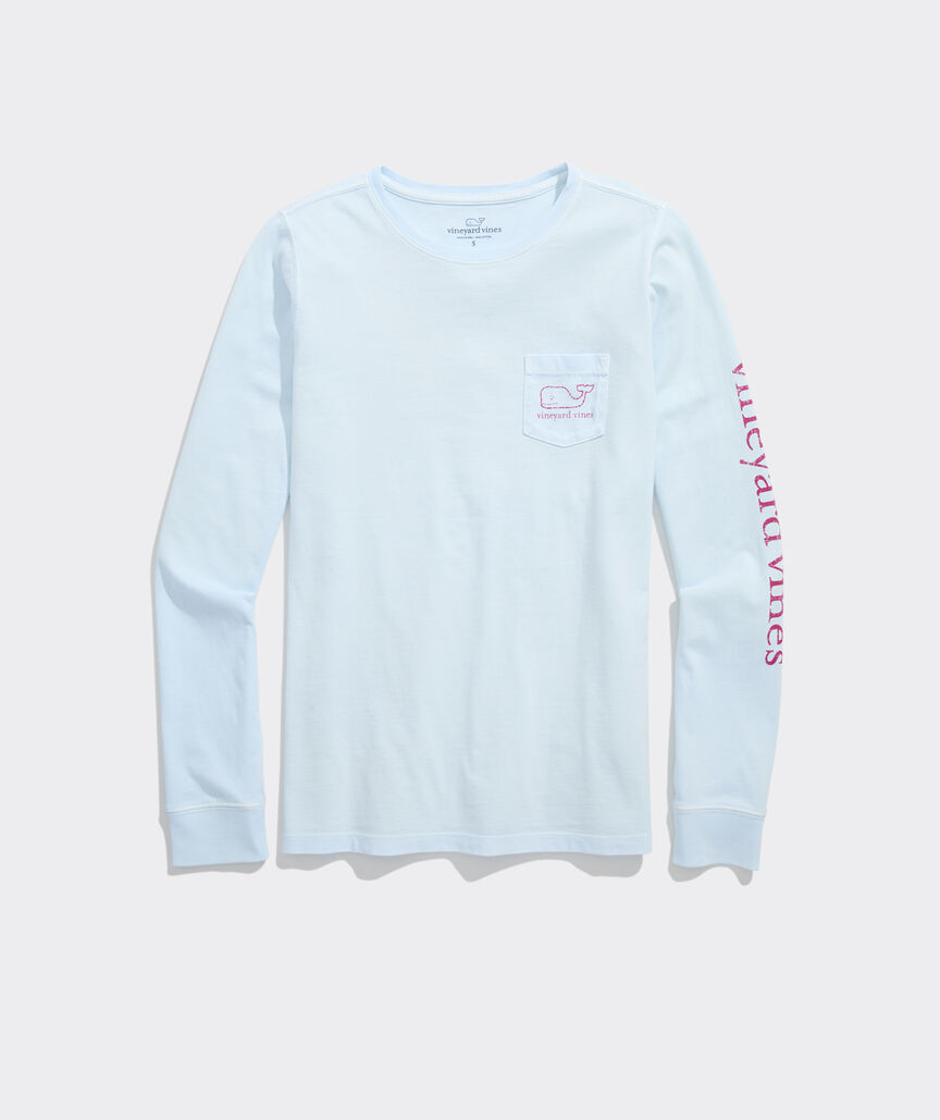Women's Garment-Dyed Vintage Whale Long-Sleeve Pocket Tee