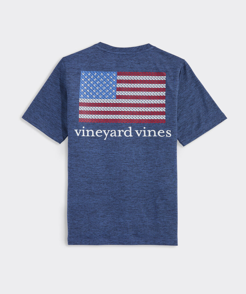 Boys' American Flag Whales Short-Sleeve Harbor Sun Performance Tee