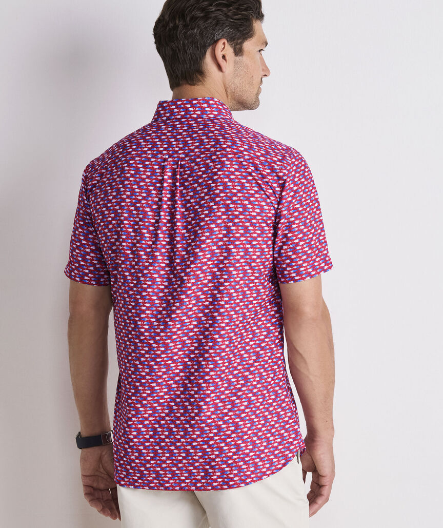 Micro Fish Short-Sleeve Performance Ripstop Shirt