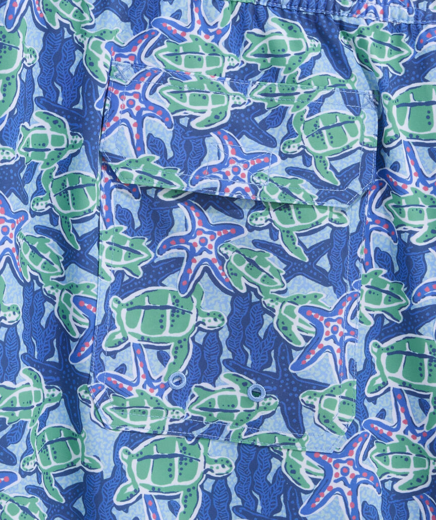OUTLET 5 Inch Turtles & Starfish Chappy Swim Trunks