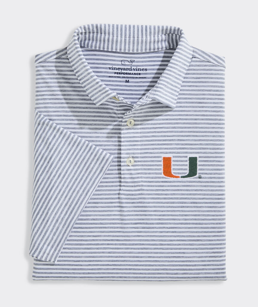 University of Miami Performance Winstead Stripe Sankaty Polo