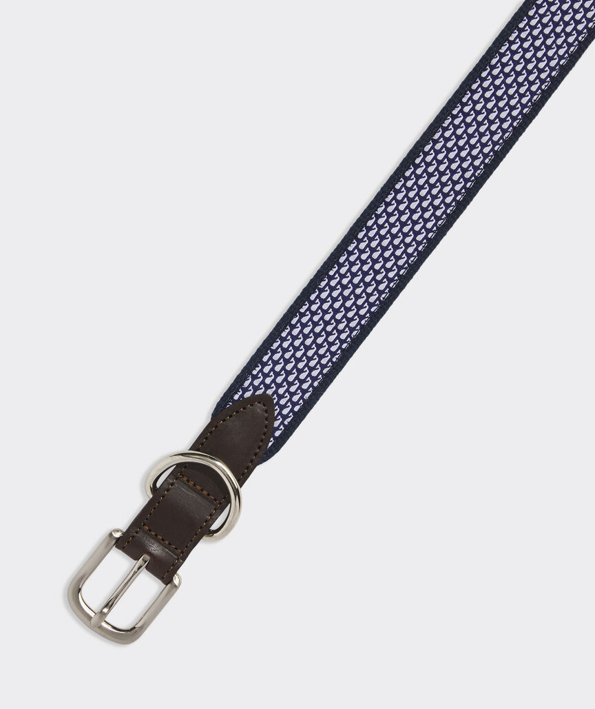 Micro Whale Leather Canvas Club Dog Collar