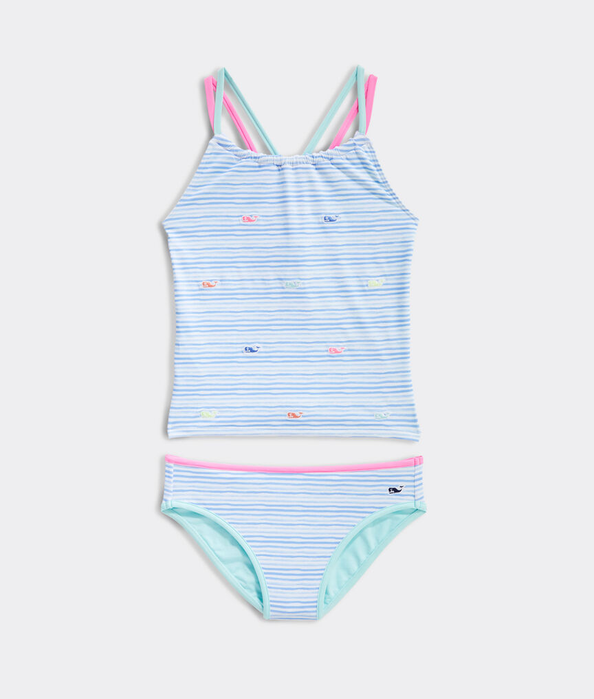 Girls' Watercolor Whales Embroidered Tankini
