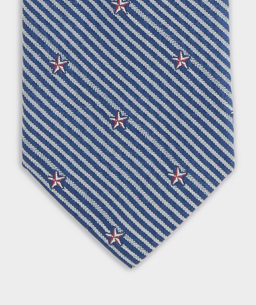 Nautical Stars & Seersucker Stripe Kennedy Tie