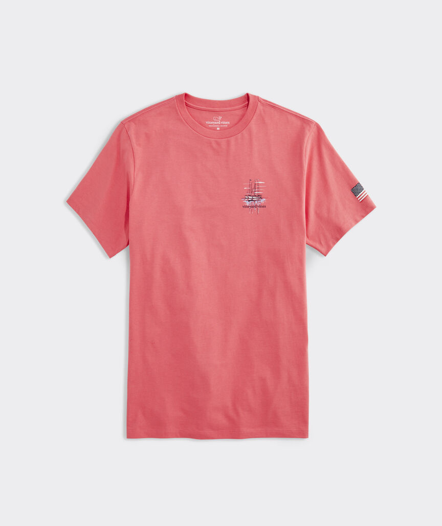 OUTLET USA Painted Sailboat Reflection Short-Sleeve Tee