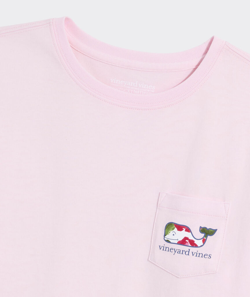 Kentucky Derby Women's Watercolor Rose Whale Short-Sleeve Pocket Tee