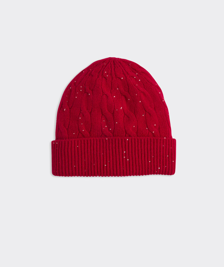 Cashmere Sequin Cable Beanie