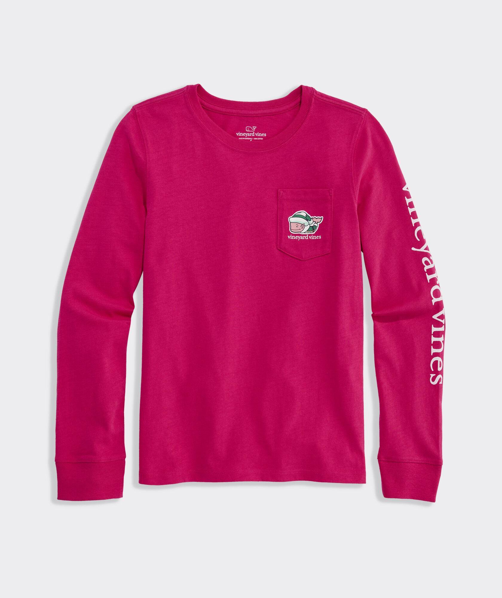 Girls' Elf Glitter Whale Long-Sleeve Pocket Tee