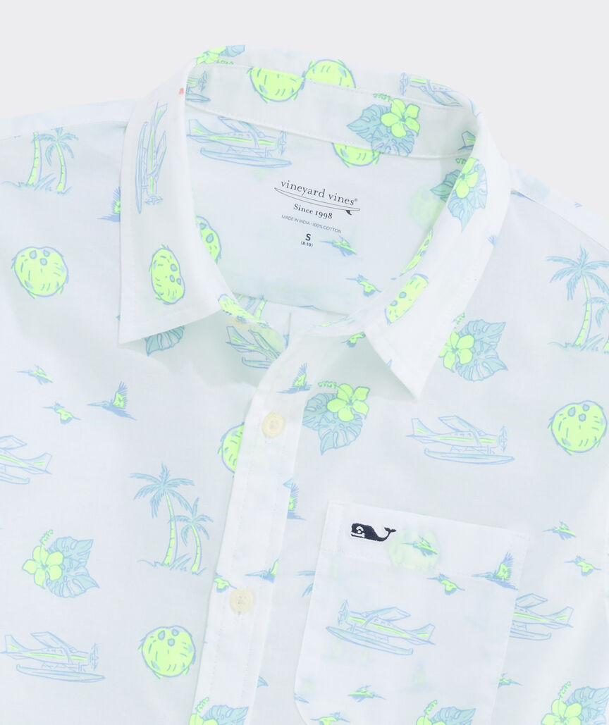 Boys' Printed Cotton Short-Sleeve Shirt