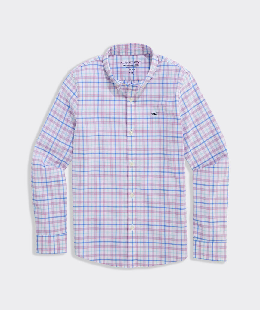 Boys' Performance Cotton Sea Urchin Plaid Shirt