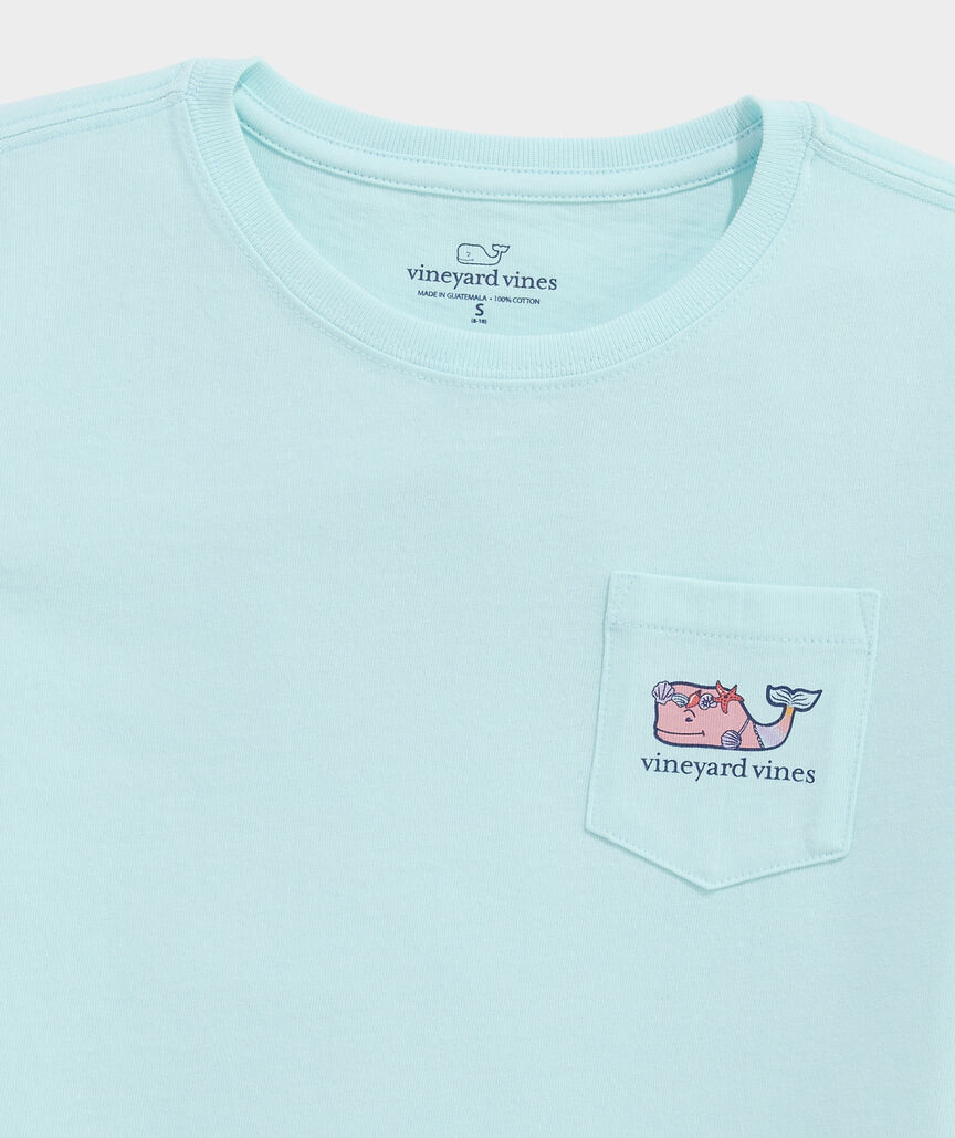 Girls' Mermaid Whale Short-Sleeve Pocket Tee