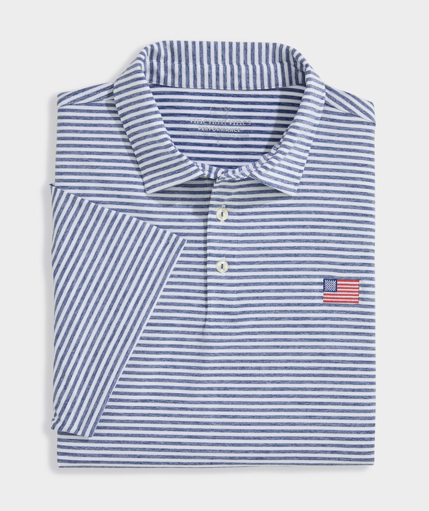 American Flag Performance Winstead Stripe Sankaty Polo