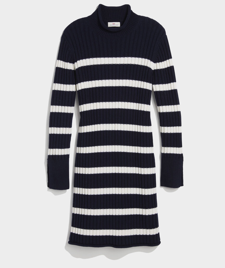 Rollneck Breton Stripe Sweater Dress