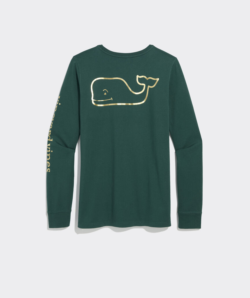 Women's Foil Vintage Whale Long-Sleeve Pocket Tee