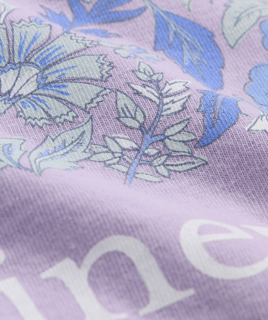 Girls' Hibiscus Block Print Whale Short-Sleeve Pocket Tee