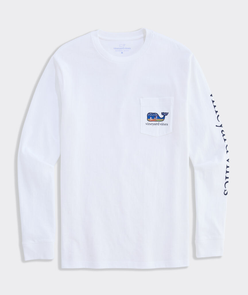 Baseball Crowd Whale Long-Sleeve Pocket Tee
