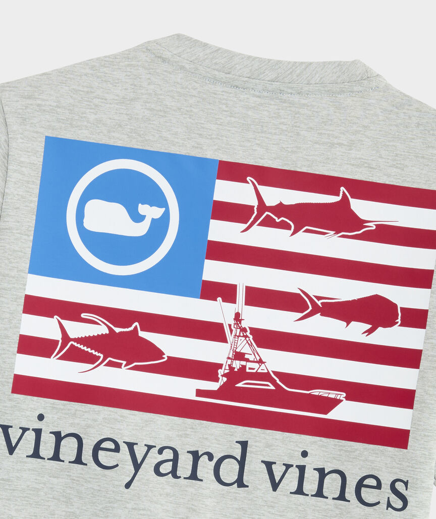 Boys' USA Fish Flag Short-Sleeve Harbor Sun Tee