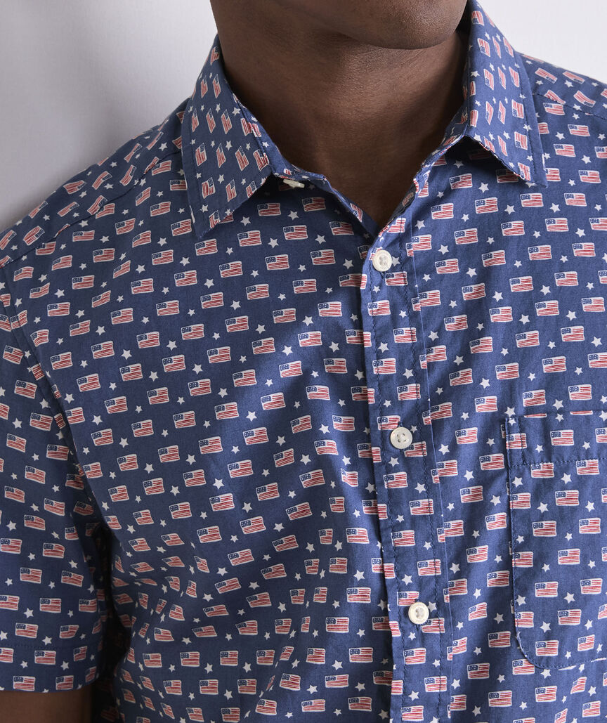 Flags & Stars Cotton Madras Short-Sleeve Shirt