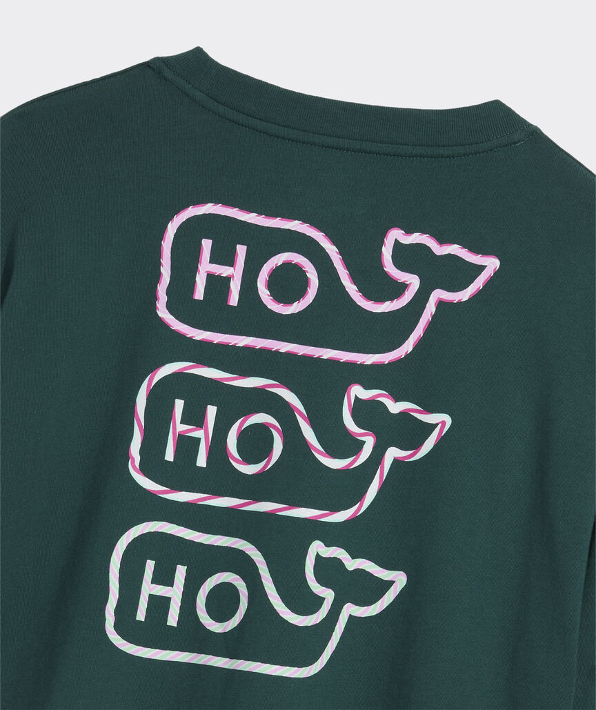Women's Candy Cane Whales Long-Sleeve Boxy Tee