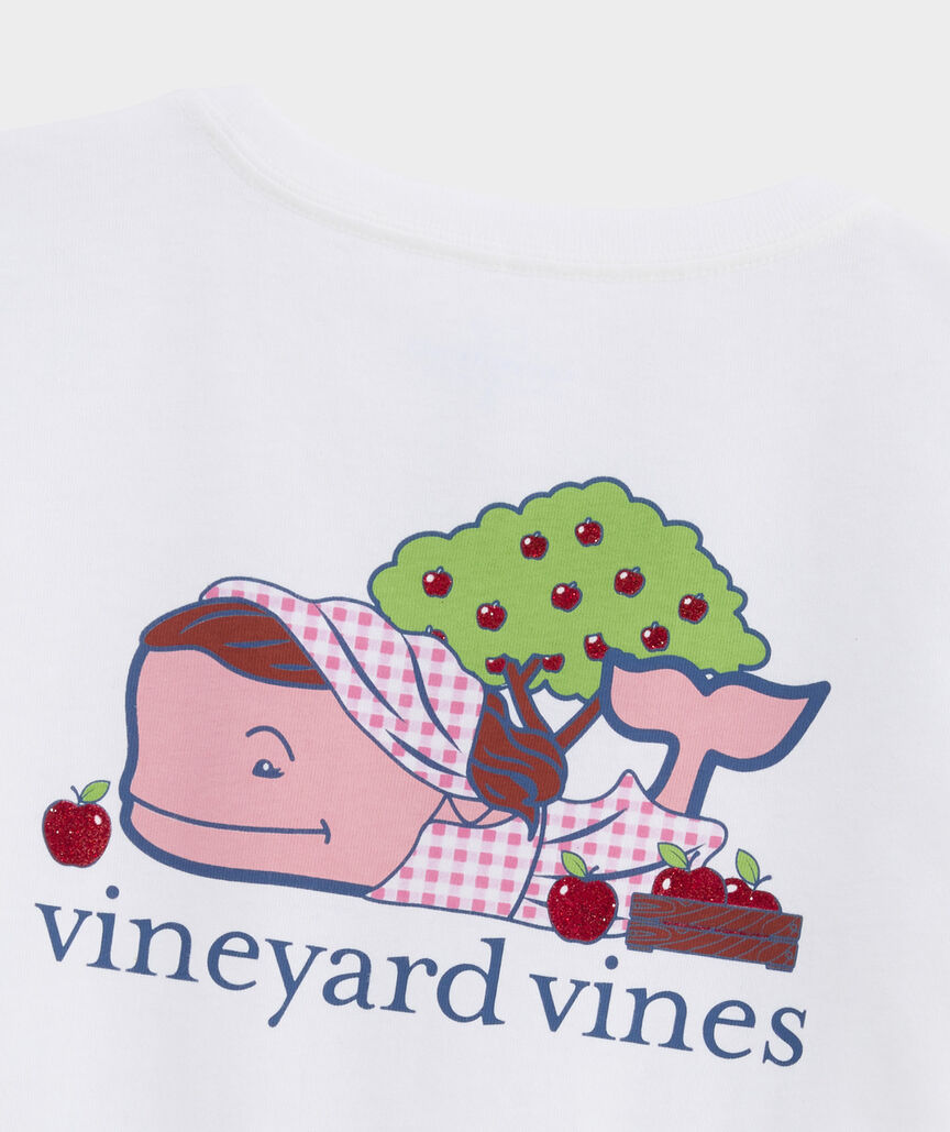 Girls' Apple Picking Whale Long-Sleeve Pocket Tee