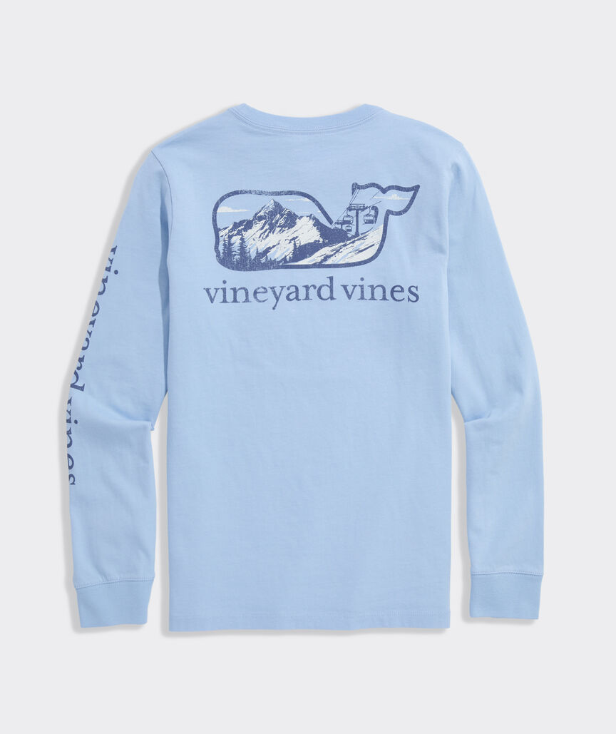 Boys' Ski Mountain Whale Long-Sleeve Pocket Tee