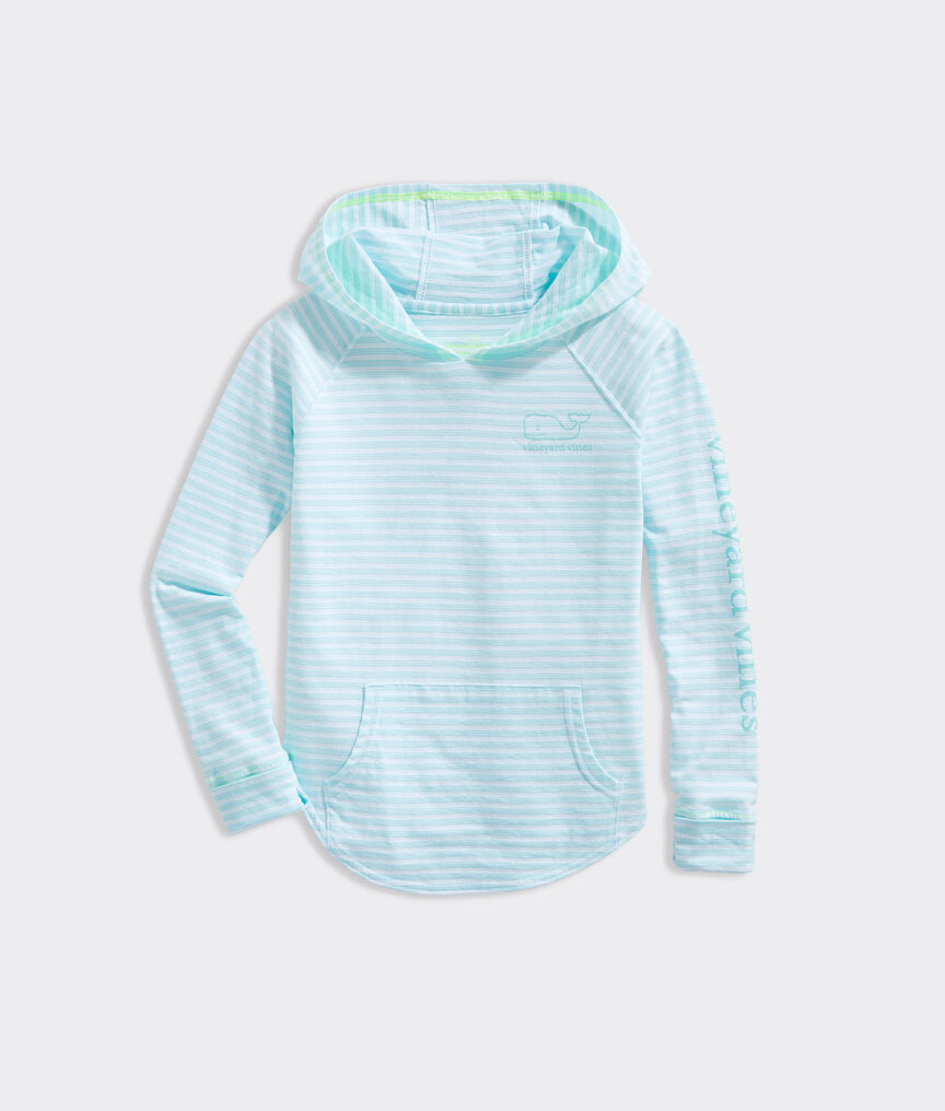 Girls' Beachcomber Stripe Vintage Whale Hoodie Tee