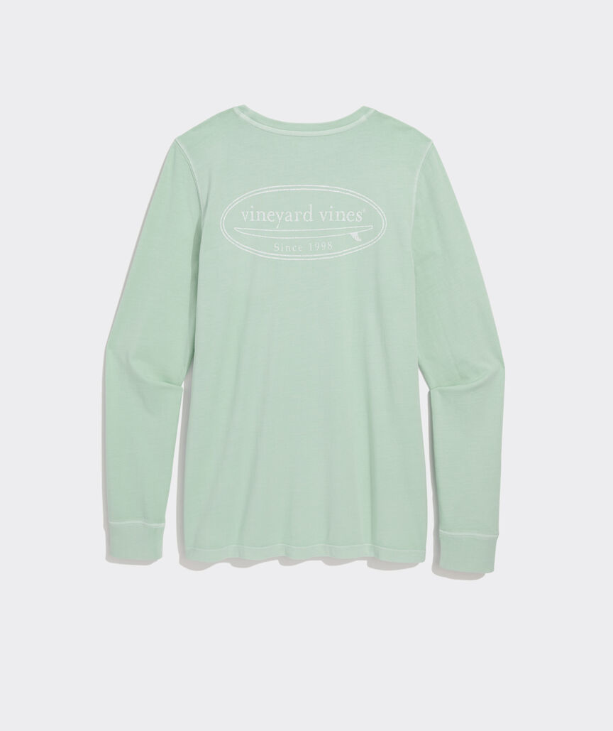Women's Garment-Dyed Surf Logo Long-Sleeve Pocket Tee