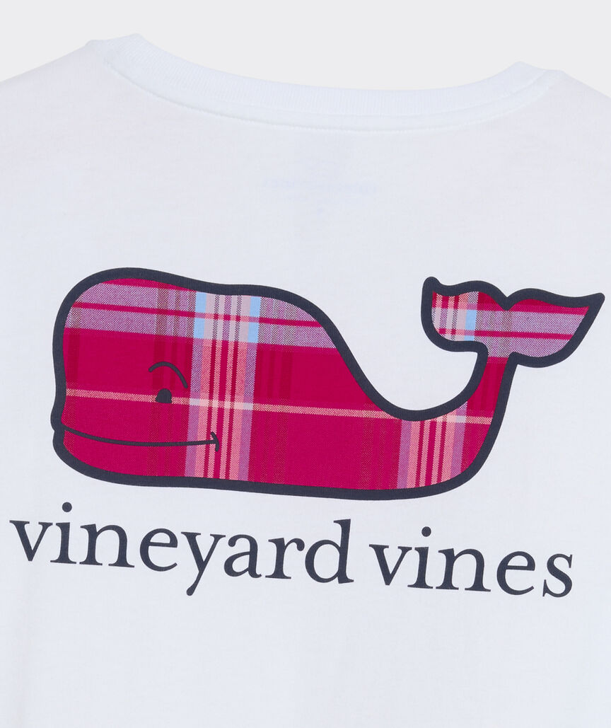 Women's Party Plaid Whale Long-Sleeve Pocket Tee