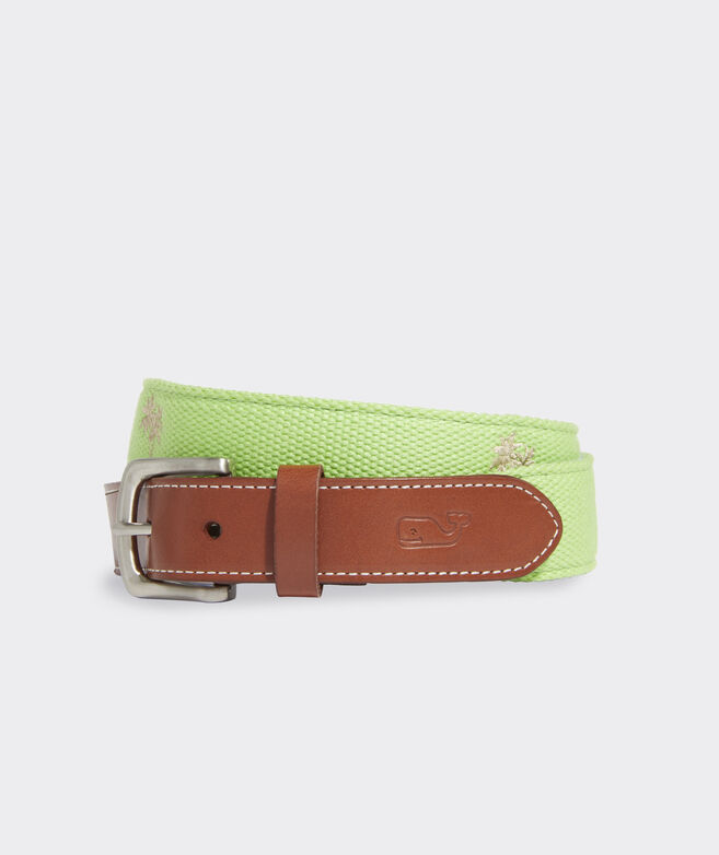 Palm Tree Icon Embroidered Canvas Club Belt